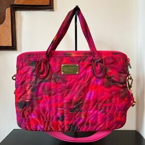 Marc by Marc Jacobs Magenta Abstract Print Quilted Nylon Laptop Bag